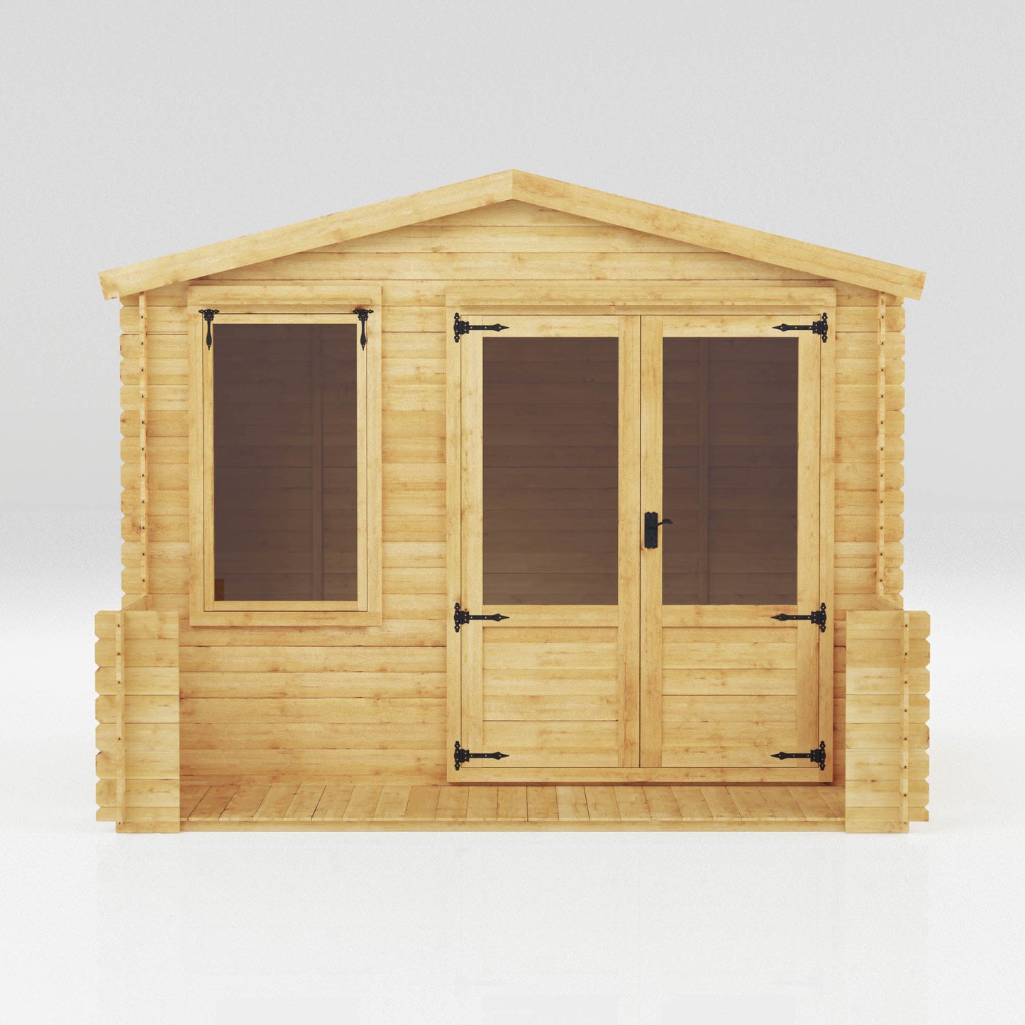 Mercia 3.3m x 3.7m Apex Log Cabin with Veranda - 19mm Log Cabin