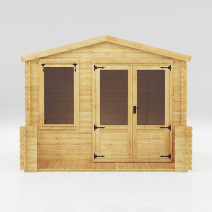 Mercia 3.3m x 3.7m Apex Log Cabin with Veranda - 19mm Log Cabin