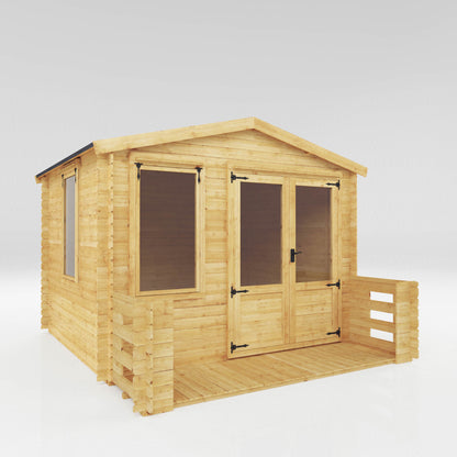 Mercia 3.3m x 3.7m Apex Log Cabin with Veranda - 19mm Log Cabin