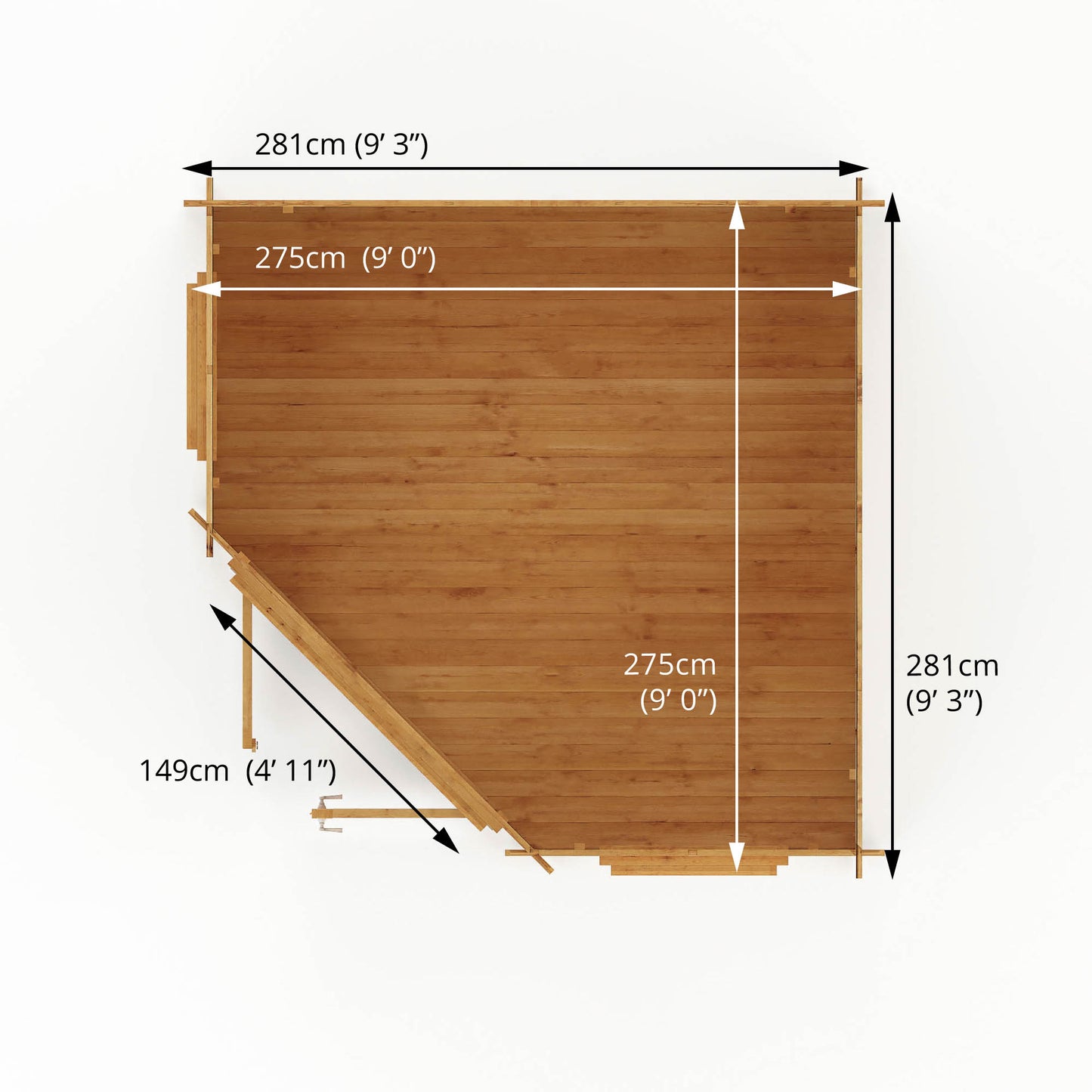 Mercia 3m x 3m Corner Log Cabin - 28mm Log Cabin