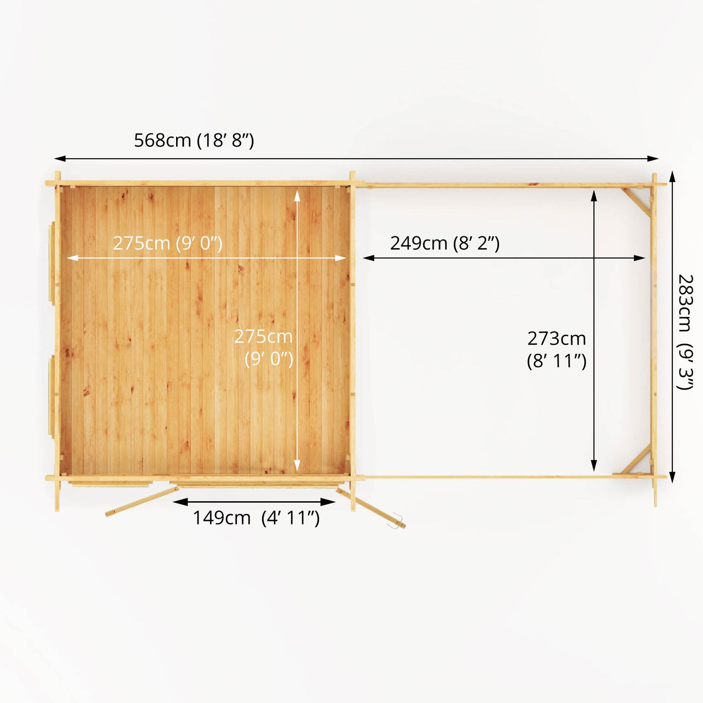 Mercia 6m x 3m Studio Pent Log Cabin With Patio Area - 28mm Log Cabin