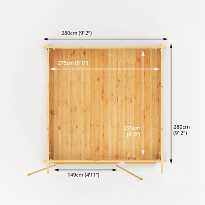 Mercia 3m x 3m Elite Pent Log Cabin - 28mm Log Cabin