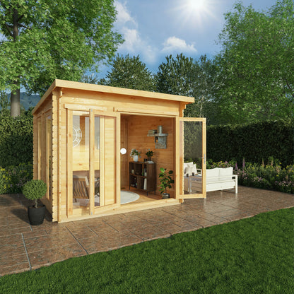 Mercia 3m x 3m Studio Pent Log Cabin - 28mm Log Cabin