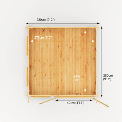 Mercia 3m x 3m Studio Pent Log Cabin - 28mm Log Cabin