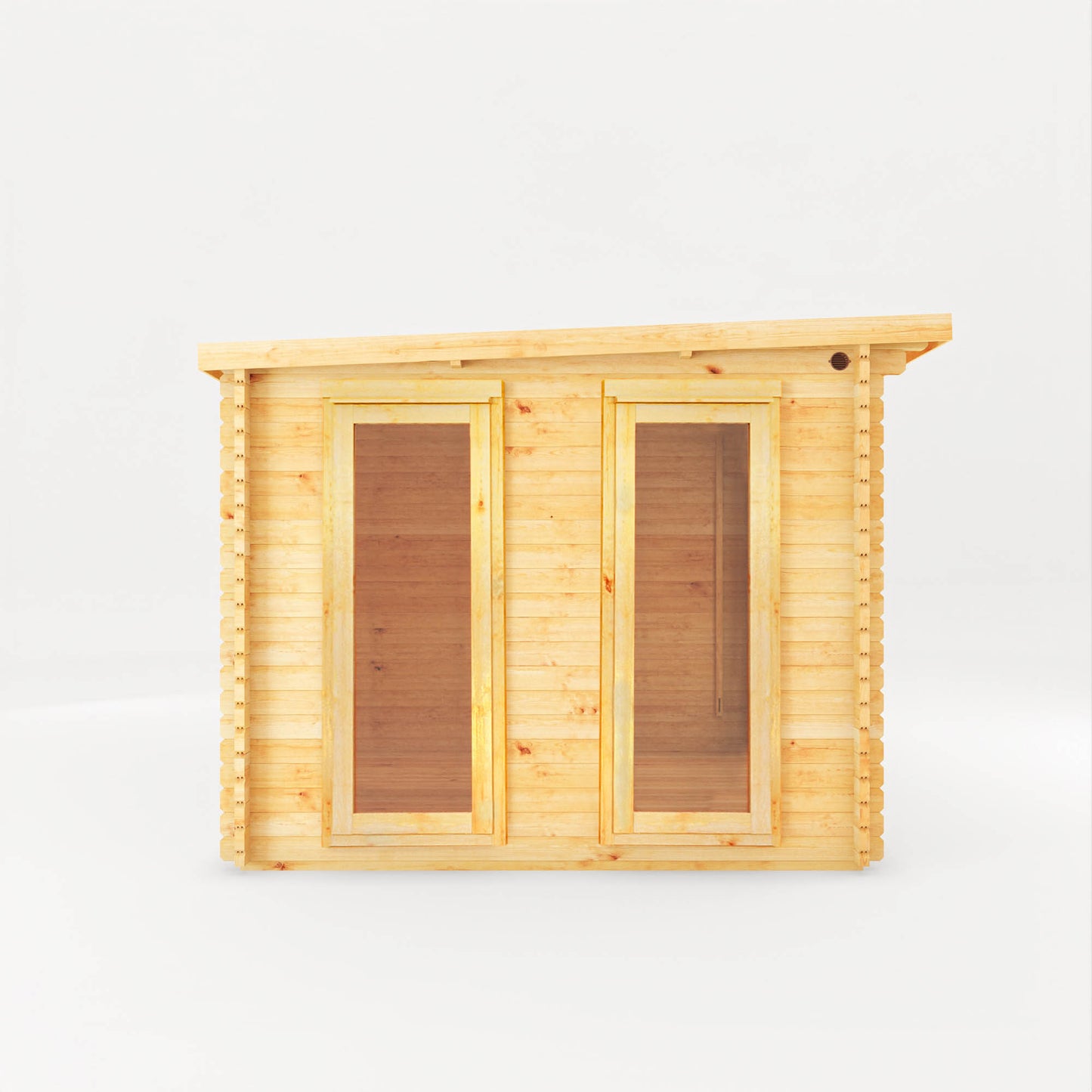 Mercia 4.1m x 3m Studio Pent Log Cabin With Side Shed - 28mm Log Cabin