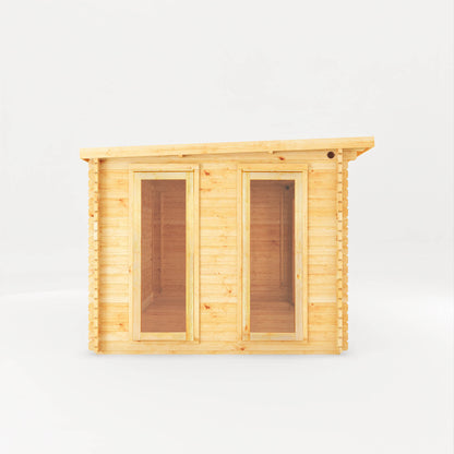 Mercia 5.1m x 3m Studio Pent Log Cabin With Side Shed - 28mm Log Cabin