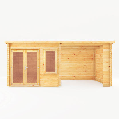 Mercia 6m x 3m Elite Pent Log Cabin With Patio Area - 28mm Log Cabin