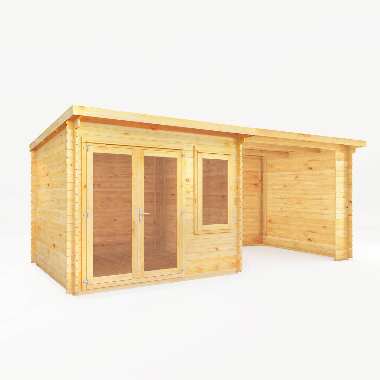 Mercia 6m x 3m Elite Pent Log Cabin With Patio Area - 28mm Log Cabin