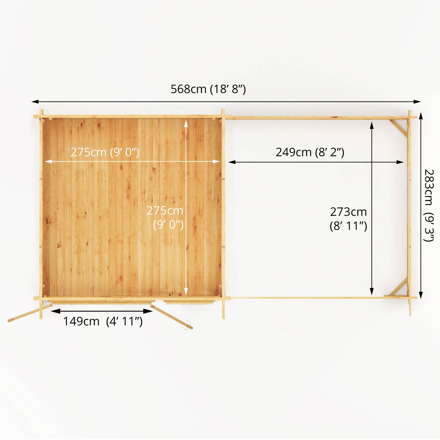 Mercia 6m x 3m Elite Pent Log Cabin With Patio Area - 28mm Log Cabin