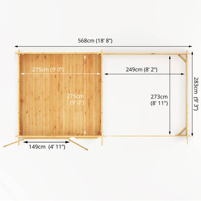 Mercia 6m x 3m Elite Pent Log Cabin With Patio Area - 28mm Log Cabin