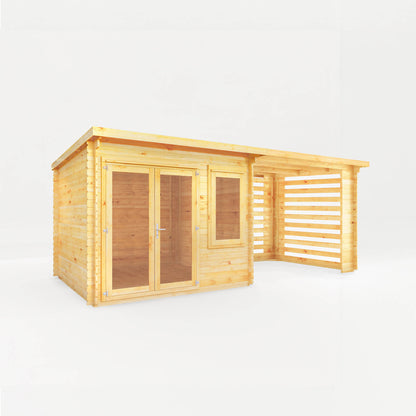 Mercia 6m x 3m Elite Pent Log Cabin With Slatted Area - 28mm Log Cabin