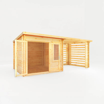 Mercia 6m x 3m Elite Pent Log Cabin With Slatted Area - 28mm Log Cabin