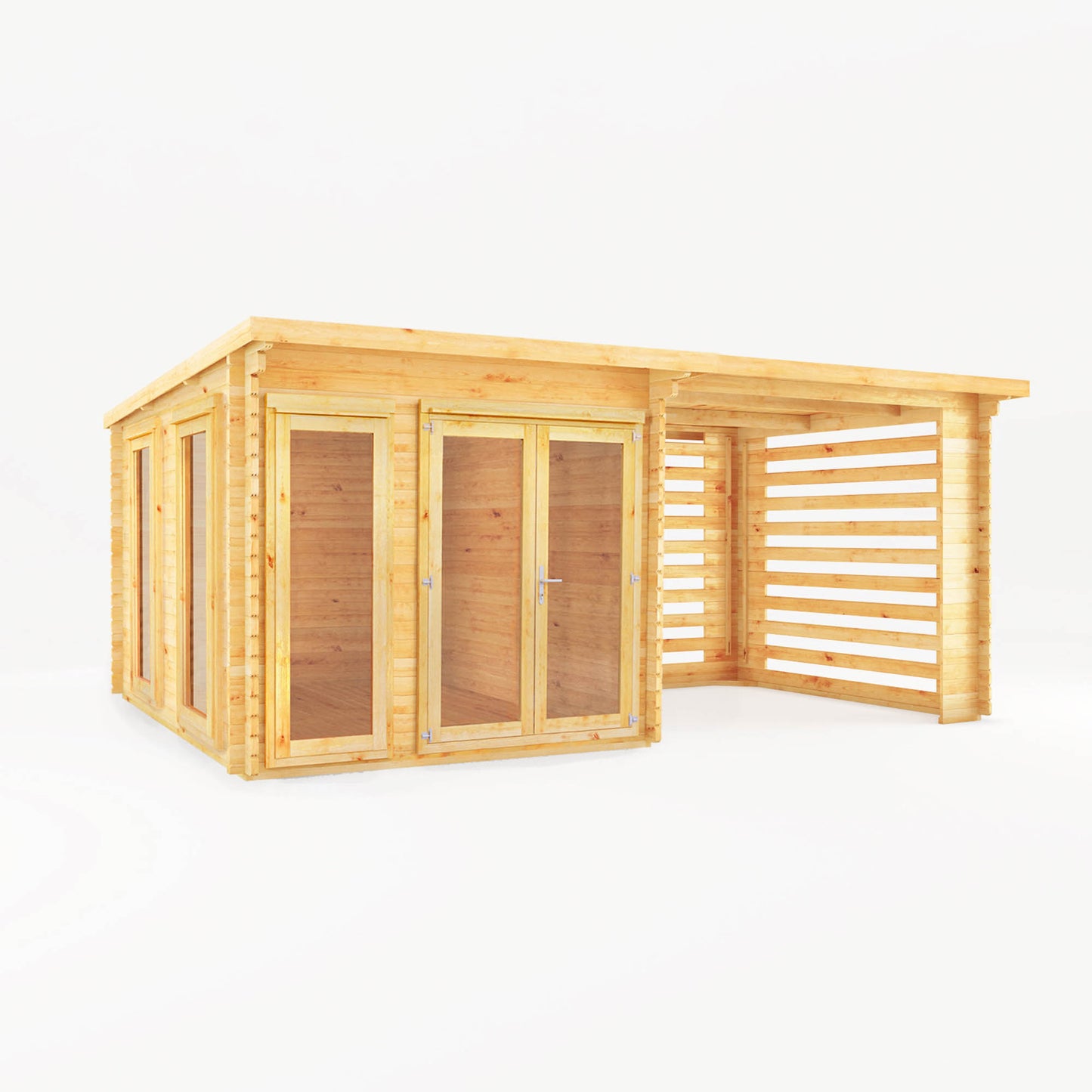 Mercia 6m x 3m Studio Pent Log Cabin With Slatted Area - 28mm Log Cabin