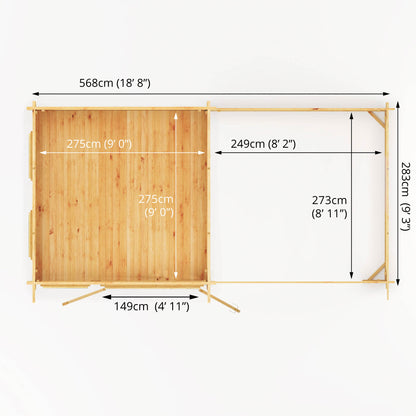 Mercia 6m x 3m Studio Pent Log Cabin With Patio Area - 34mm Log Cabin