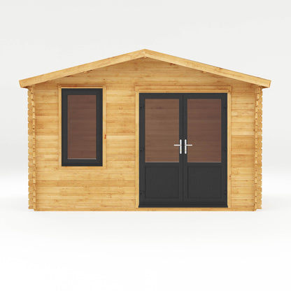 Mercia 4m x 3m Retreat Log Cabin - 44mm (UPVC Windows & Door) - Grey Log Cabin