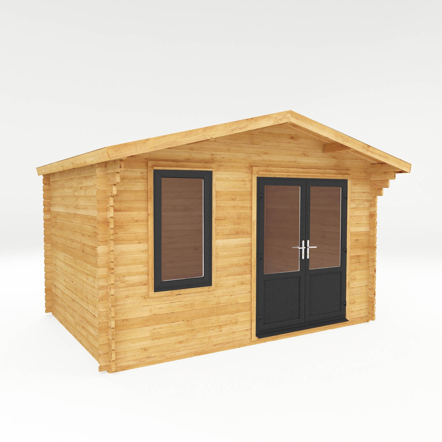 Mercia 4m x 3m Retreat Log Cabin - 44mm (UPVC Windows & Door) - Grey Log Cabin