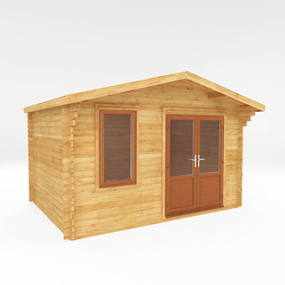 Mercia 4m x 3m Retreat Log Cabin - 44mm (UPVC Windows & Door) - Oak Log Cabin