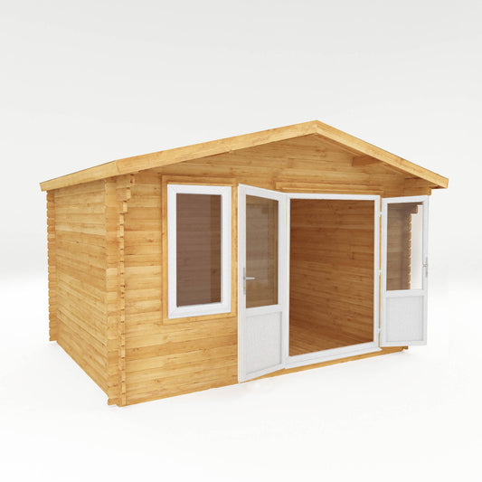 Mercia 4m x 3m Retreat Log Cabin - 44mm (UPVC Windows & Door) - White Log Cabin