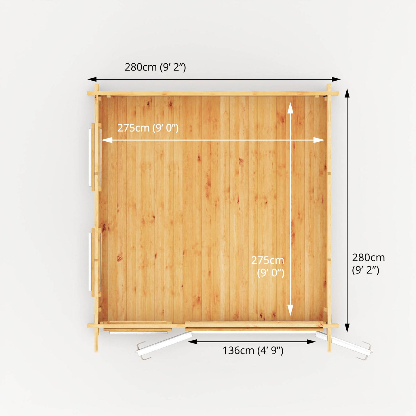 Mercia 3m x 3m Studio Pent Log Cabin - 44mm - (UPVC Windows & Doors) - White Log Cabin