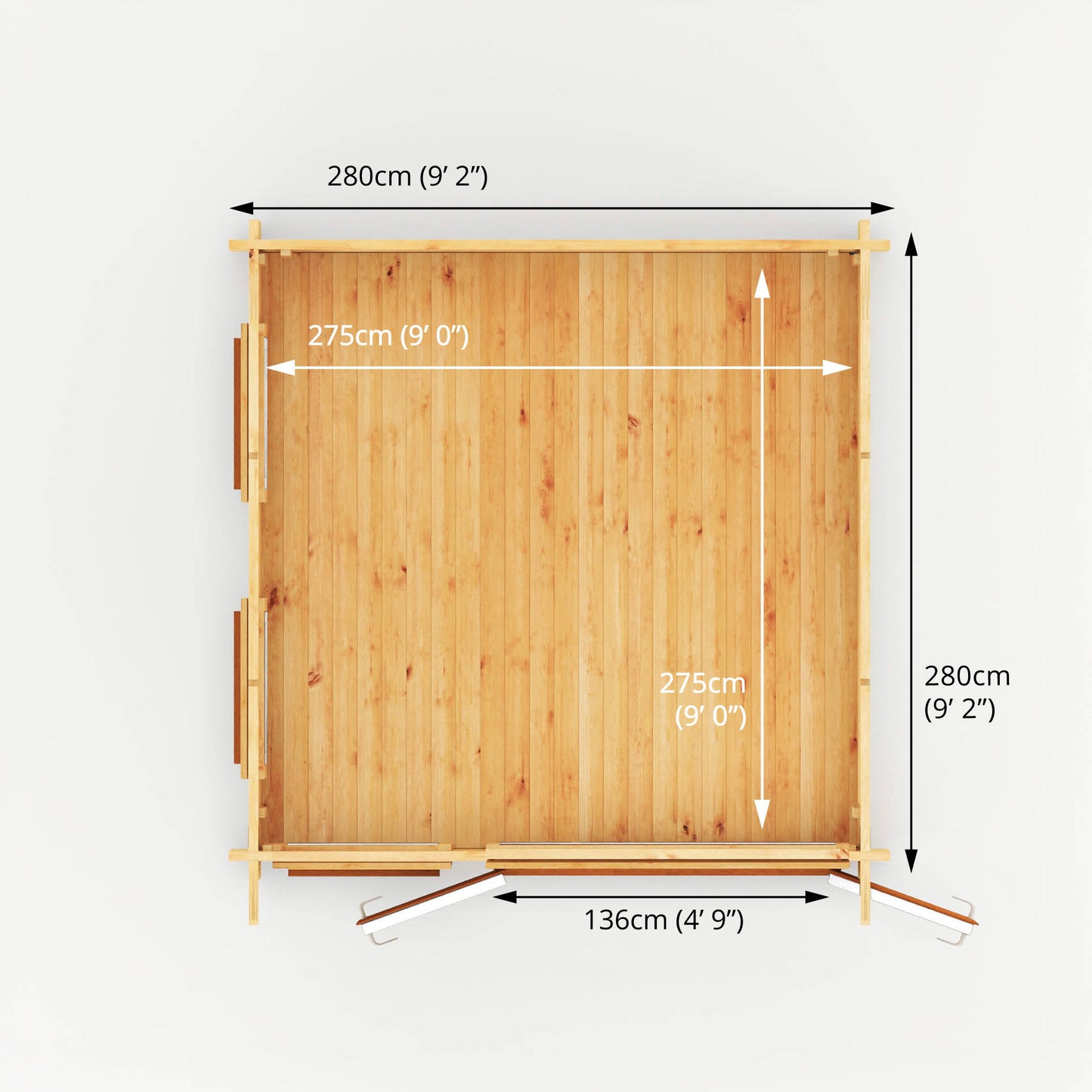 Mercia 3m x 3m Studio Pent Log Cabin - 44mm - (UPVC Windows & Doors) - Oak Log Cabin