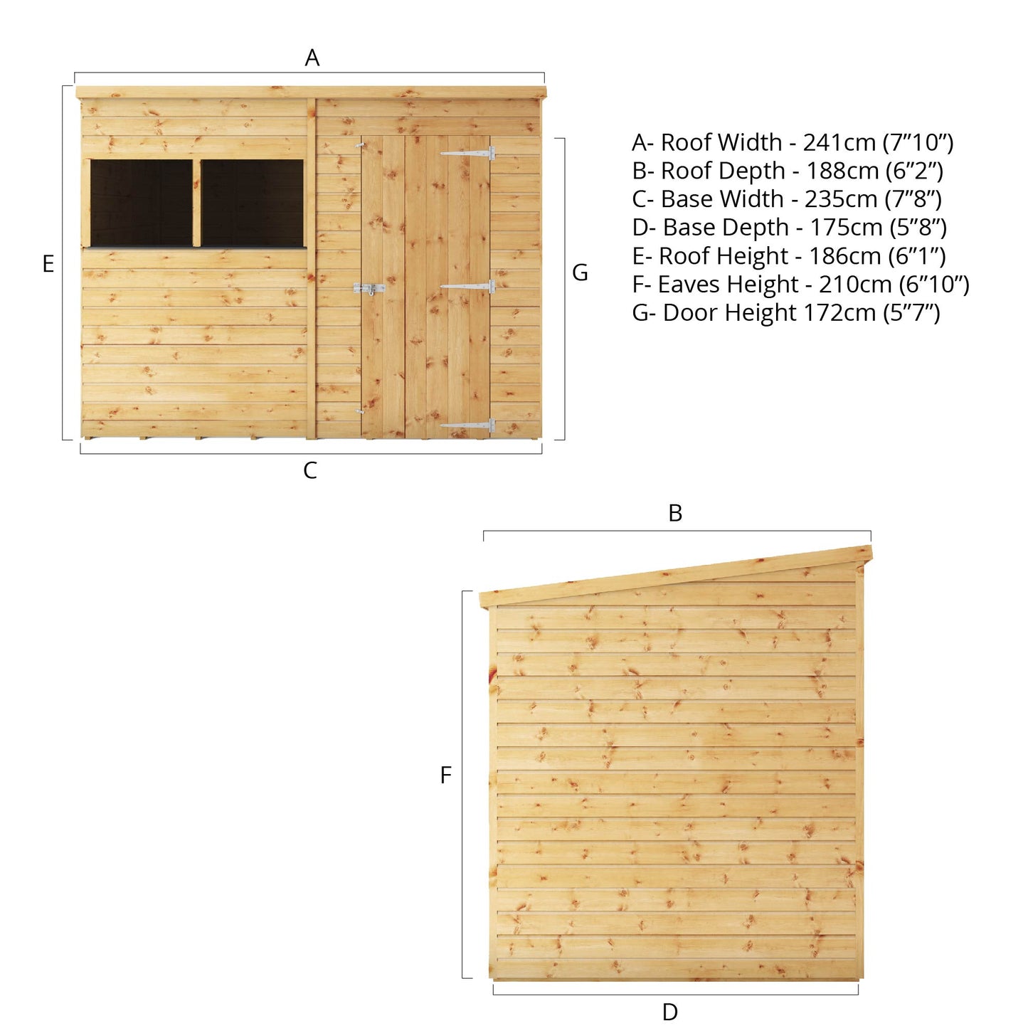 Mercia 8 x 6 Shiplap Pent Shed