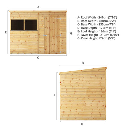 Mercia 8 x 6 Shiplap Pent Shed