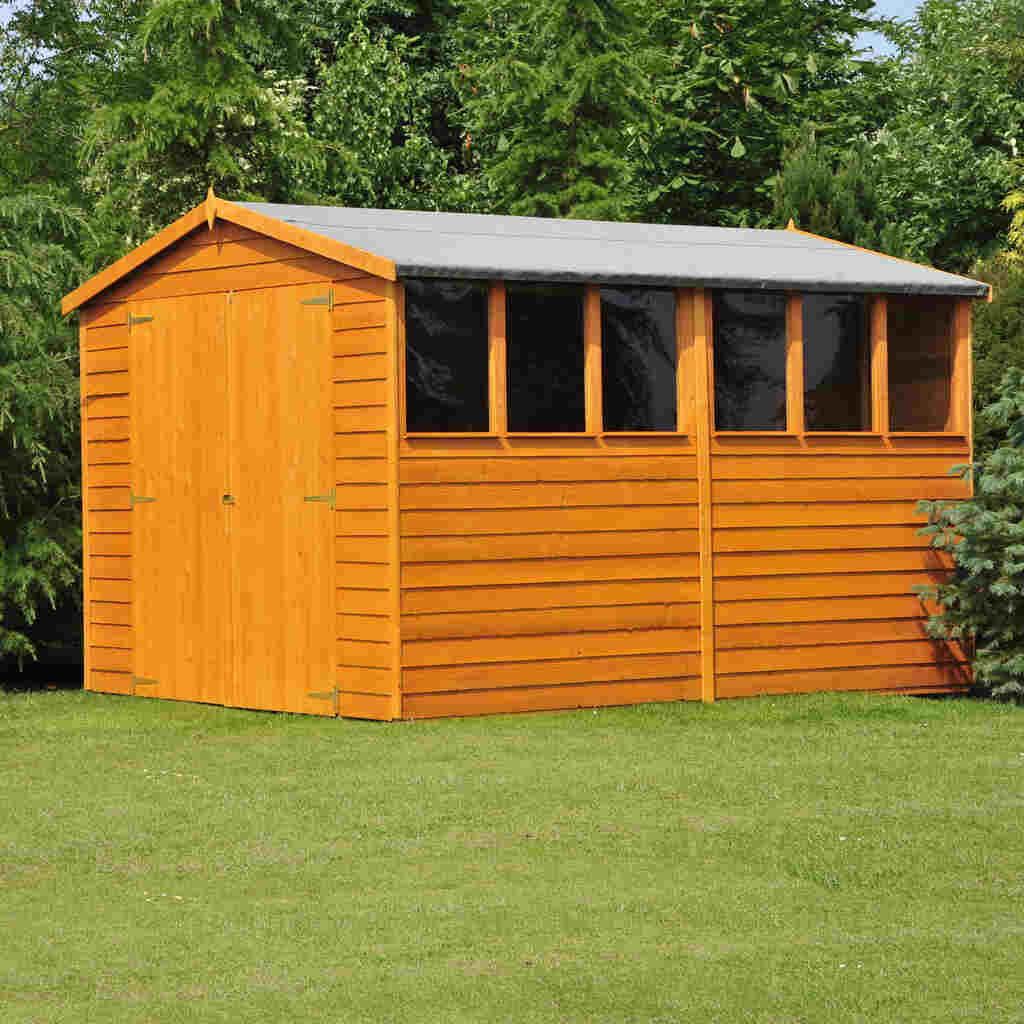 Shire Overlap Double Door 10x6 ft Dip Treated Wooden Garden Shed