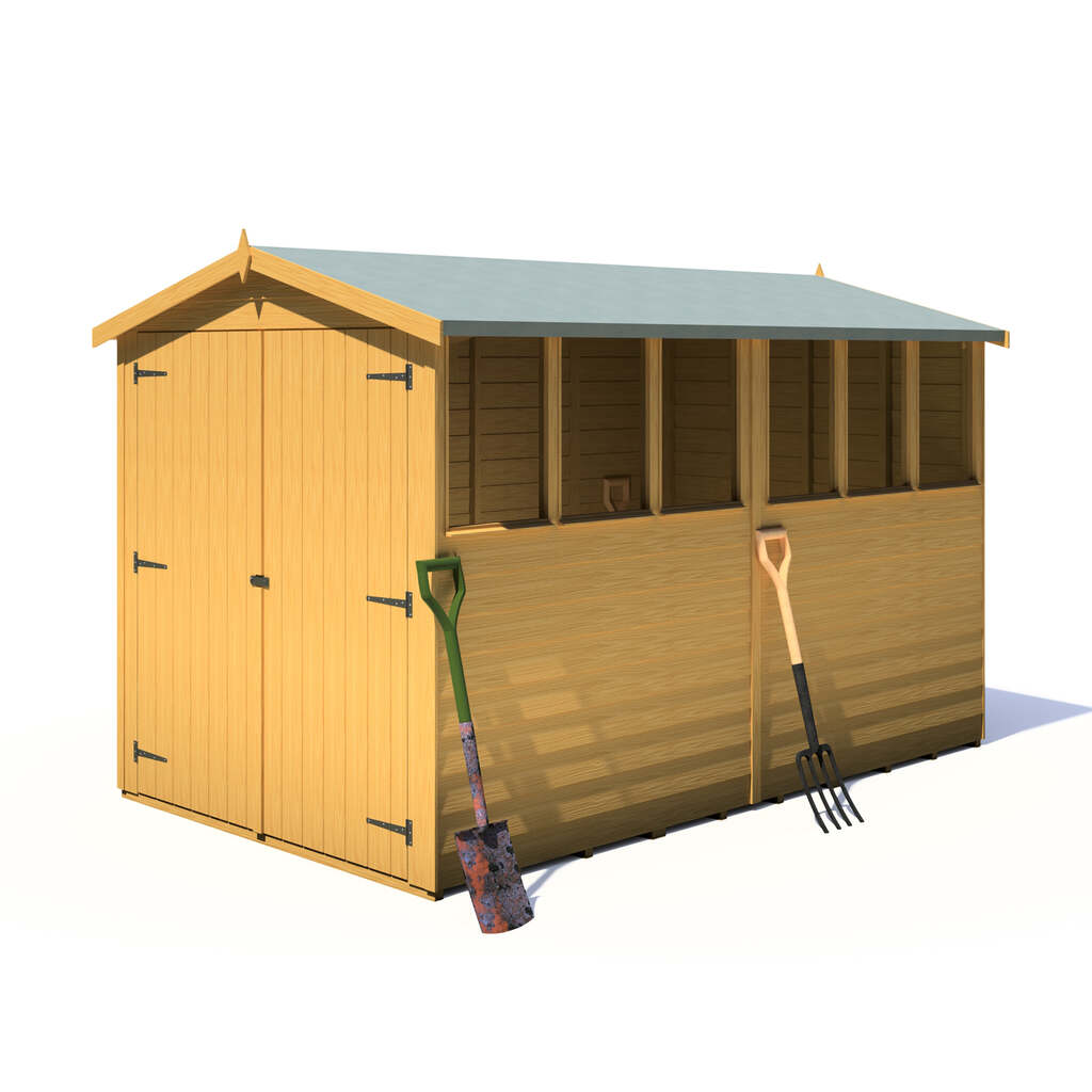 Shire Overlap Double Door 10x6 ft Dip Treated Wooden Garden Shed