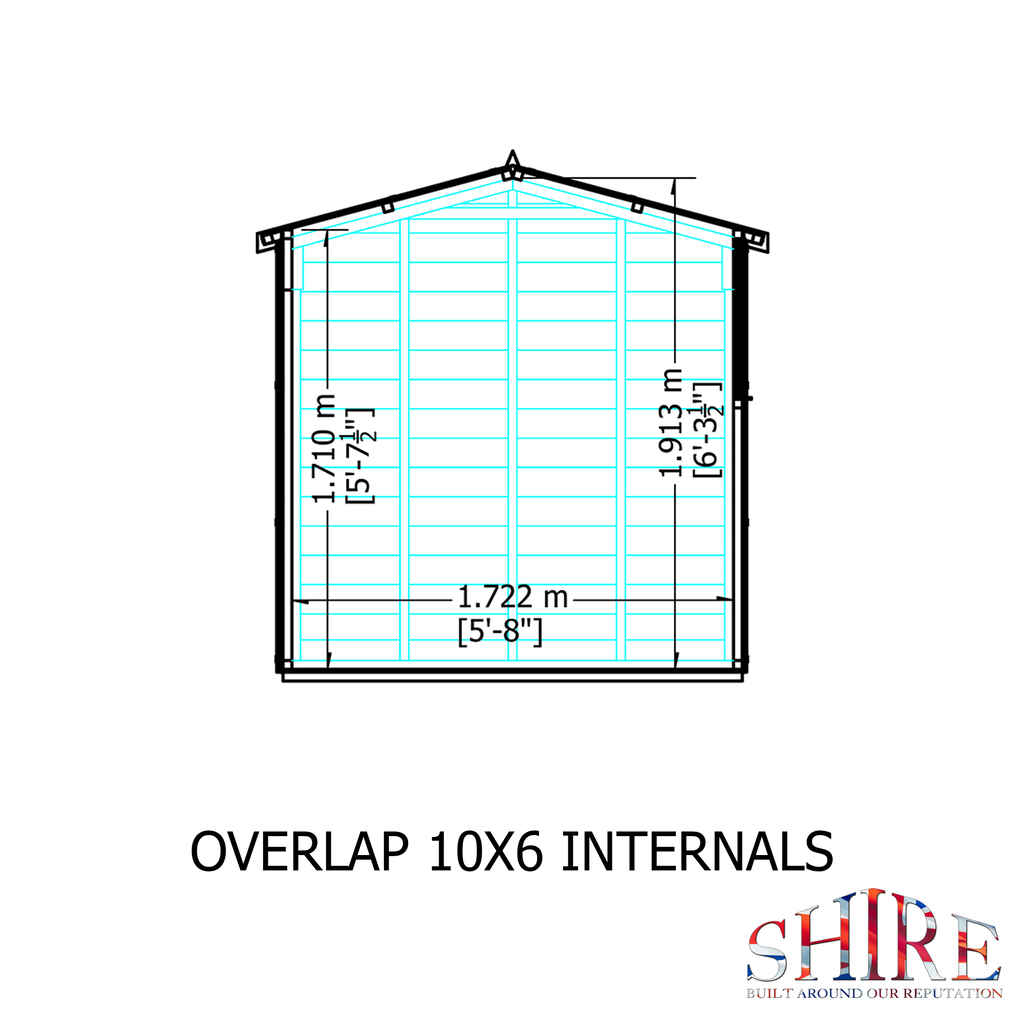 Shire Overlap Double Door 10x6 ft Dip Treated Wooden Garden Shed