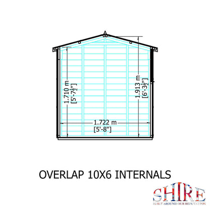 Shire Overlap Double Door 10x6 ft Dip Treated Wooden Garden Shed