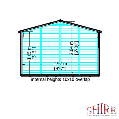 Shire Overlap Double Door 10x10 Dip Treated Wooden Garden Shed