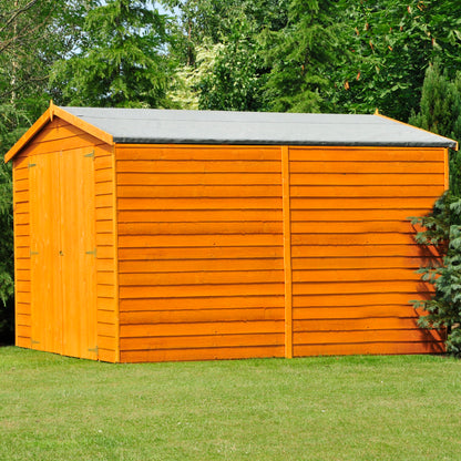 Shire Overlap Double Door 10x6 ft Dip Treated Wooden Garden Shed No Window