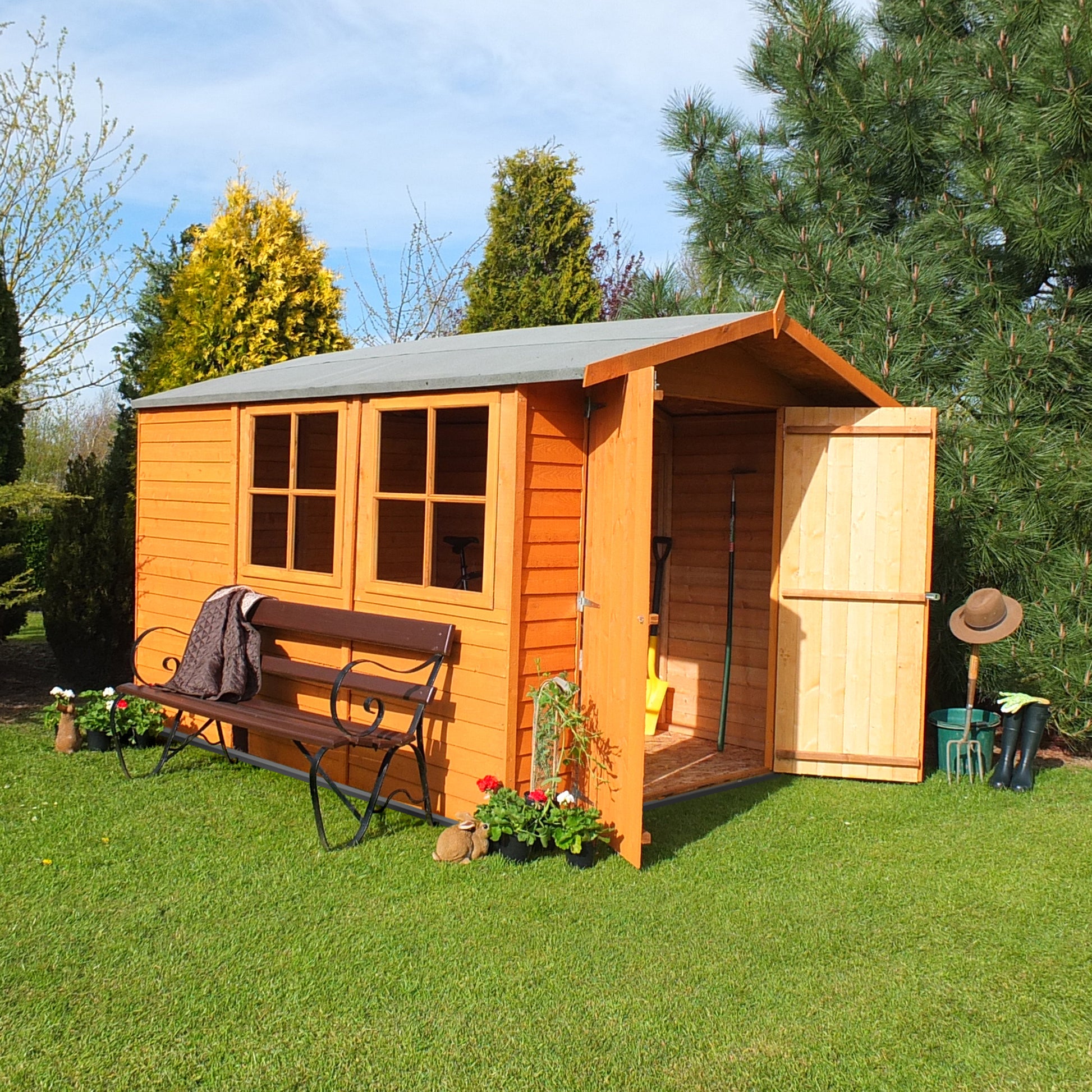 Shire Overlap Double Door 10x 7 Dip Treated Wooden Garden Shed