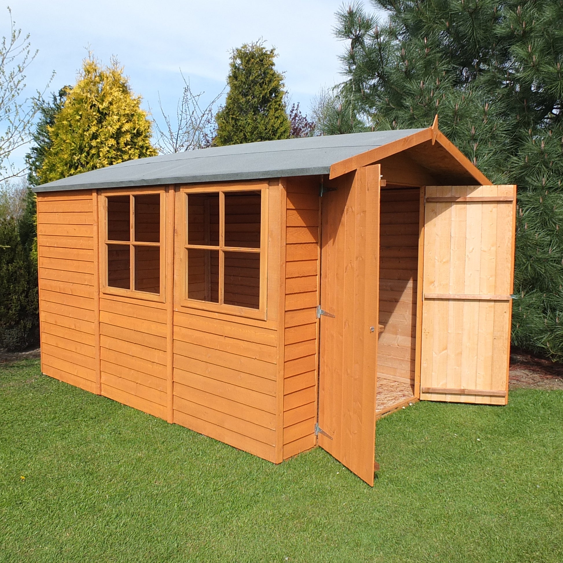 Shire Overlap Pressure Treated 10x7 Double Door Pressure Treated Value Range Wooden Garden Shed