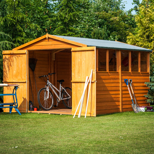 Shire Overlap Double Door 10x 8 Dip Treated Wooden Garden Shed