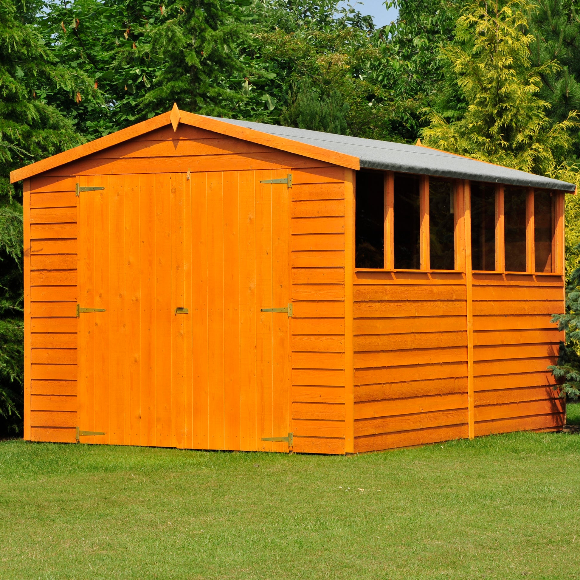 Shire Overlap Double Door 10x 8 Dip Treated Wooden Garden Shed