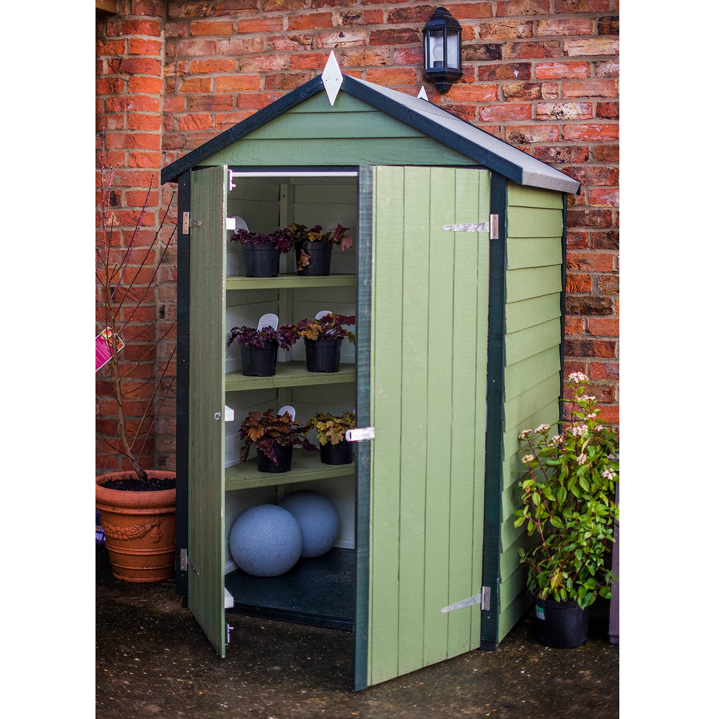 Shire Overlap Double Door + Shelves 4x3 ft Dip Treated Wooden Garden Shed