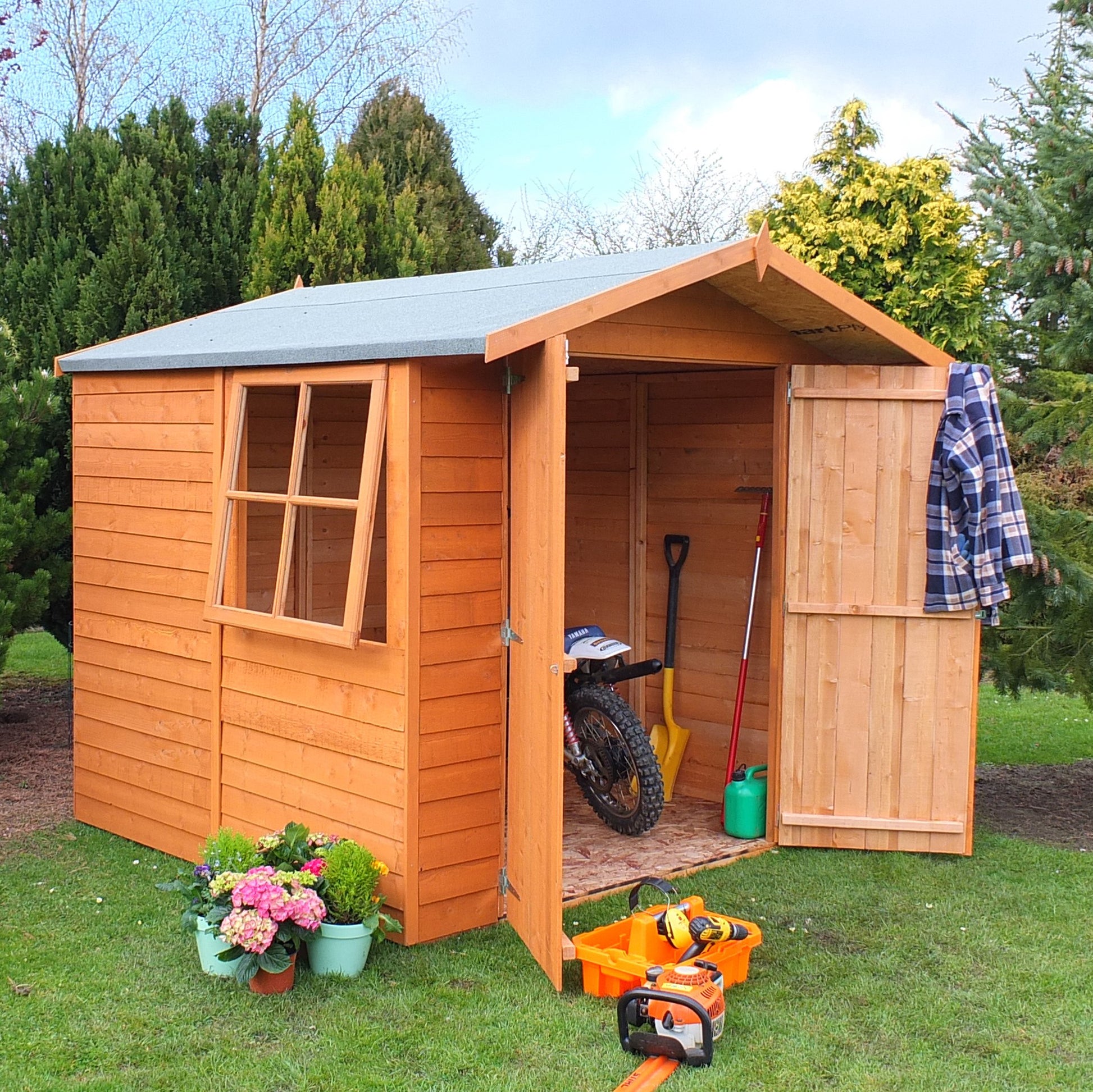 Shire Overlap Pressure Treated Double Door 7x 7 Pressure Treated Value Range Wooden Garden Shed