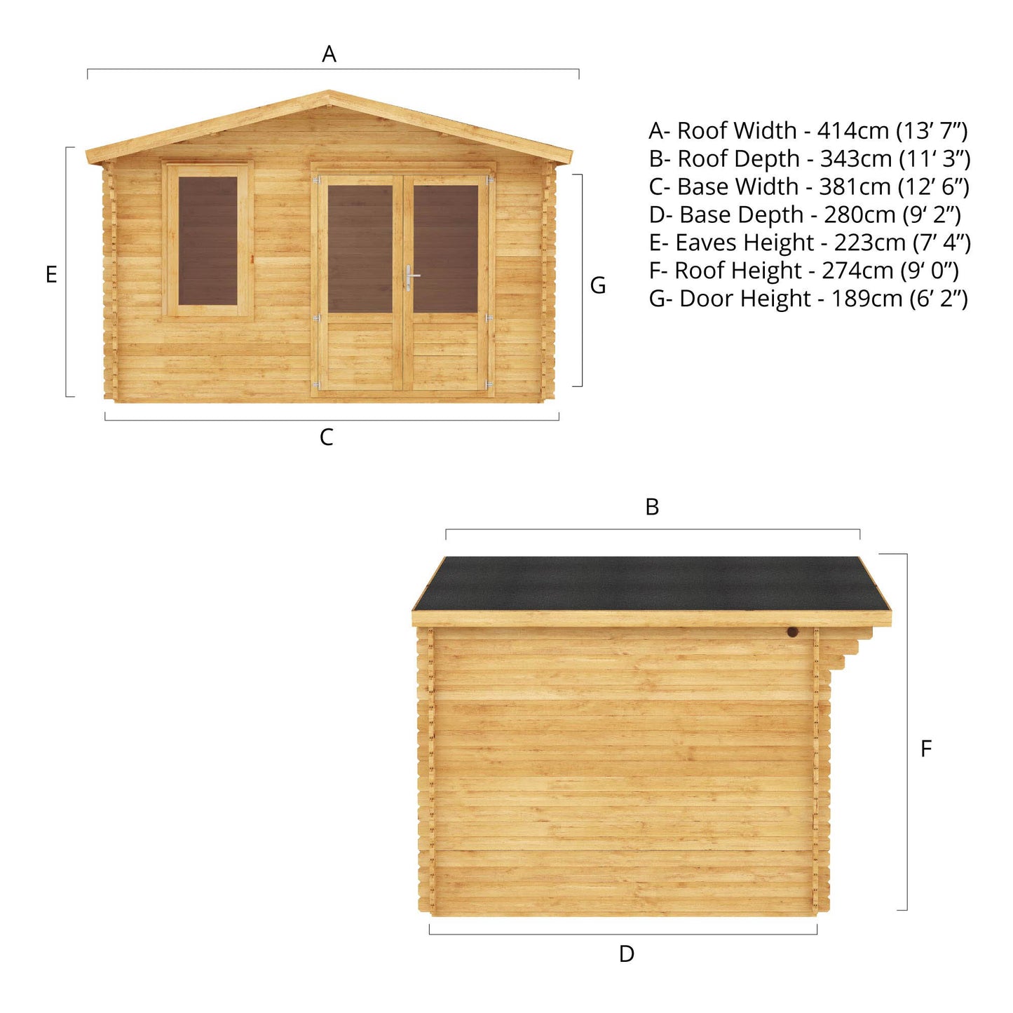 Mercia 4m x 3m Retreat Log Cabin - 28mm Log Cabin