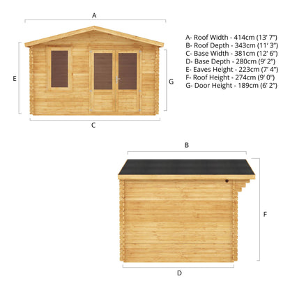 Mercia 4m x 3m Retreat Log Cabin - 28mm Log Cabin