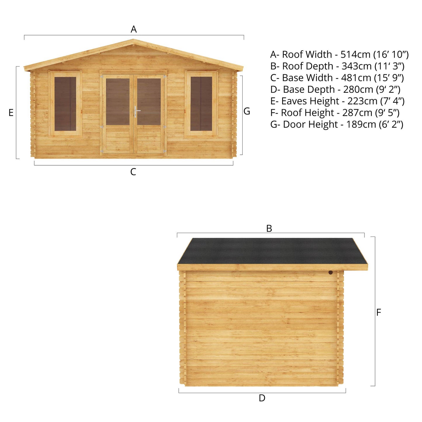 Mercia 5m x 3m Retreat Log Cabin - 34mm Log Cabin