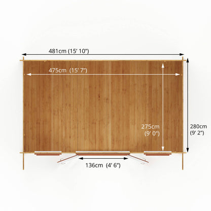 Mercia 5m x 3m Retreat Log Cabin - 44mm (UPVC Windows & Door) - Oak Log Cabin