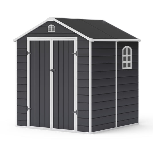 Lotus Sono Apex Plastic Garden Storage Shed Including Foundation Kit Grey - 6 x 6