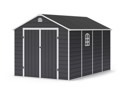 Lotus Sono Apex Plastic Garden Storage Shed Including Foundation Kit Grey - 8 x 12