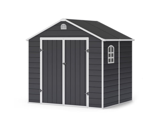 Lotus Sono Apex Plastic Garden Storage Shed Including Foundation Kit Grey - 8 x 6