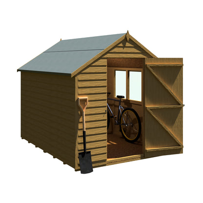 Shire Overlap 8' x 6' Single Door Value with Window Dip Treated Wooden Apex Garden Shed