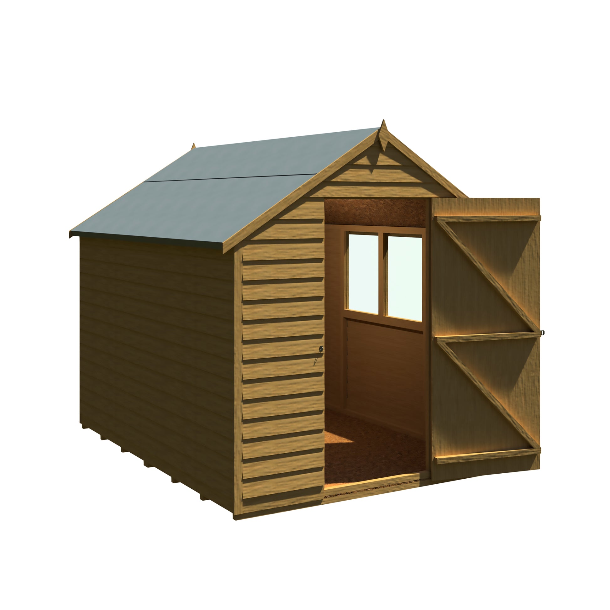 Shire Overlap 8' x 6' Single Door Value with Window Dip Treated Wooden Apex Garden Shed