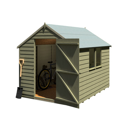 Shire Overlap 8x6 Single Door Value with Window Pressure Treated Value Range Wooden Garden Shed