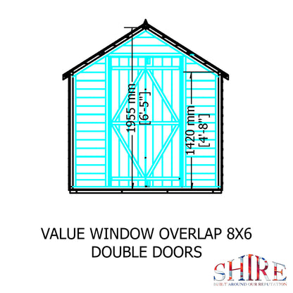 Shire Overlap 8' x 6' Single Door Value with Window Dip Treated Wooden Apex Garden Shed