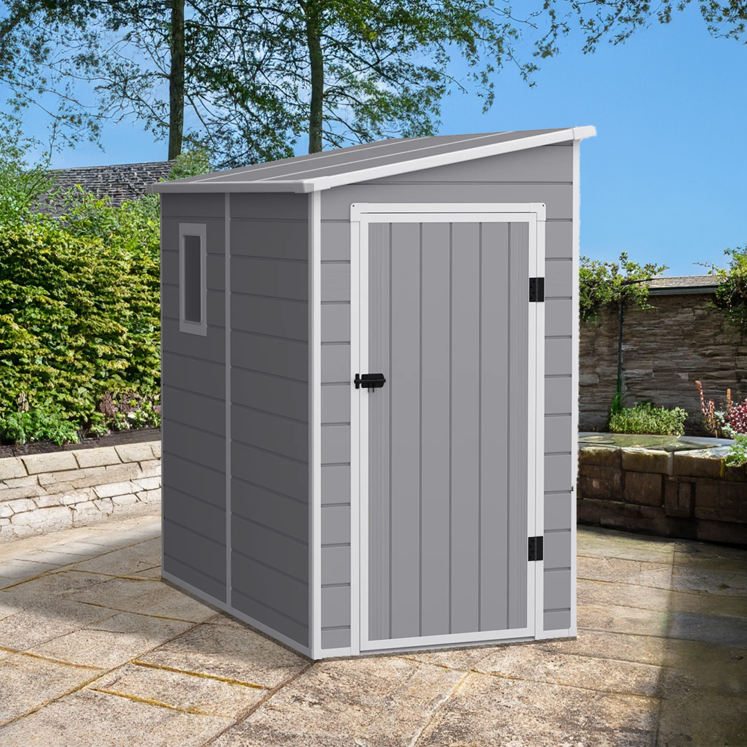 Lotus Veritas 6ftx4ft Lean To Plastic Shed Light Grey With Floor - 6 x 4